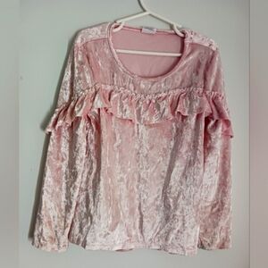 Wonder Nation NWOT Crushed Velvet Light Pink Top. Size 6/6X